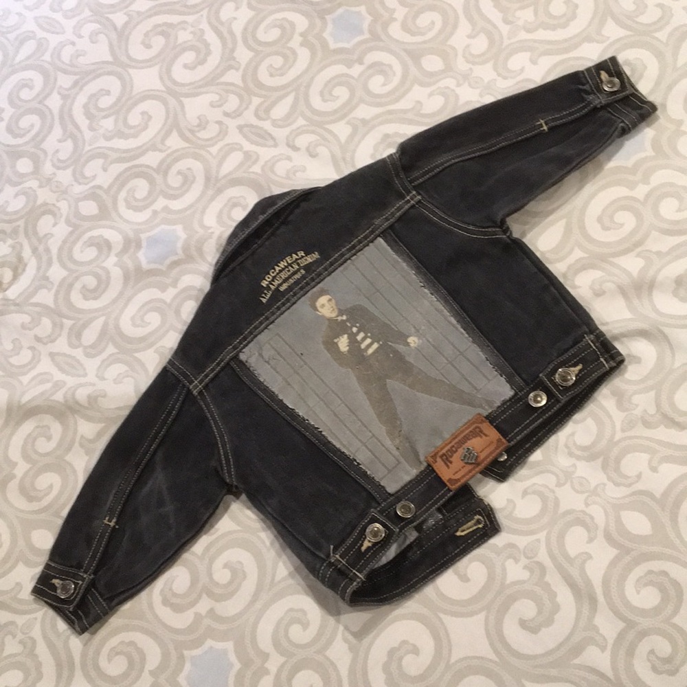 Denim jacket, size 18 month, with Elvis on back.